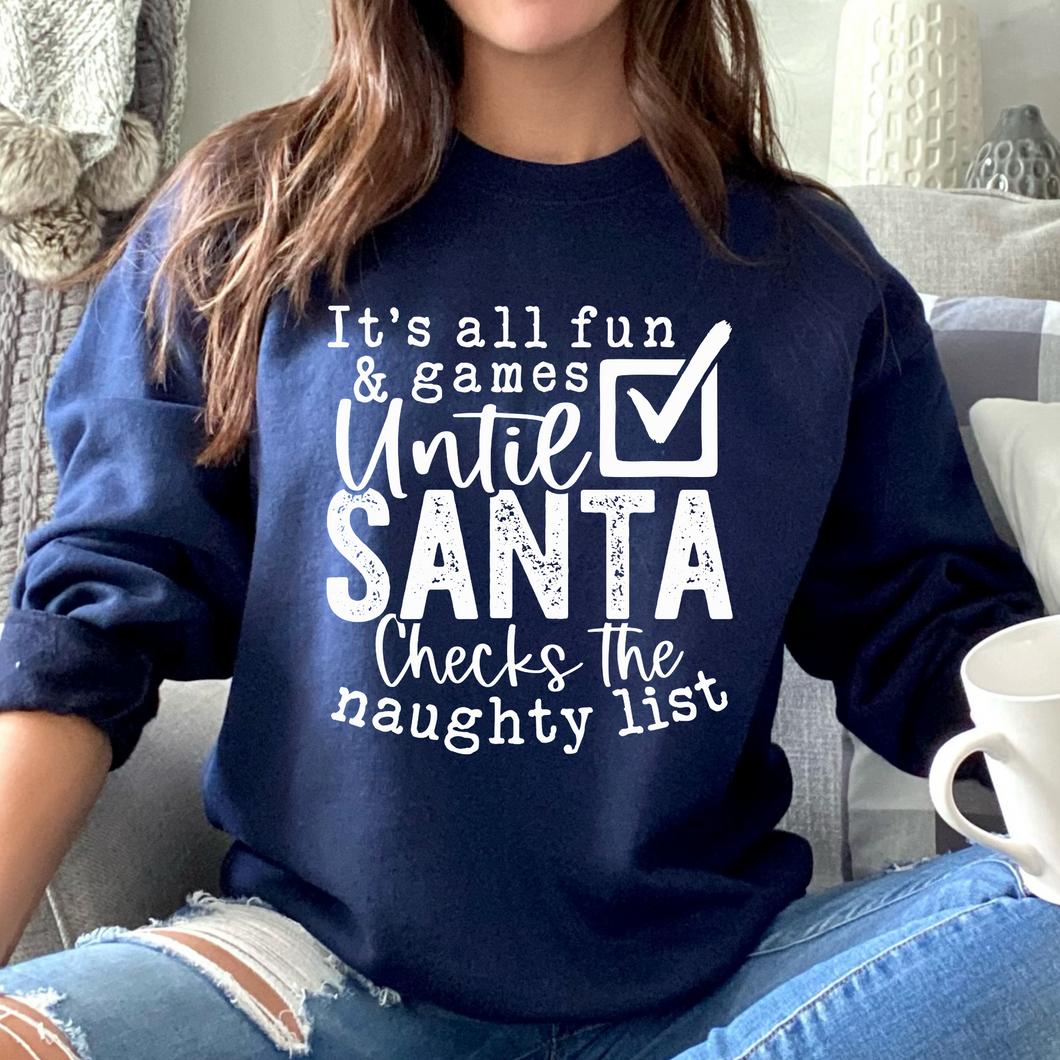 Naughty List White DTF Print