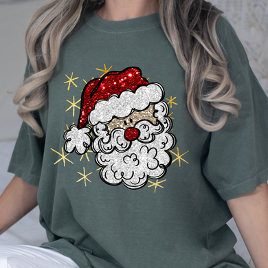 Glitter Santa DTF Print