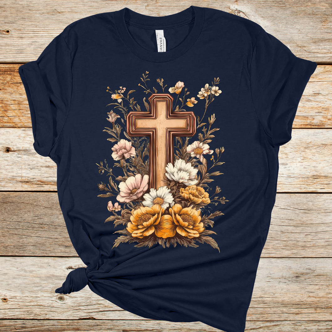 Floral Cross DTF Print