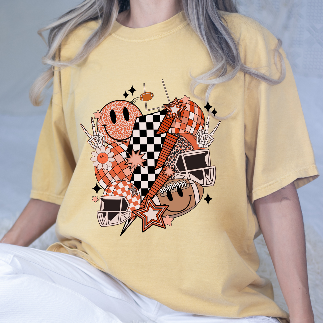 Football Vibes Orange DTF Print