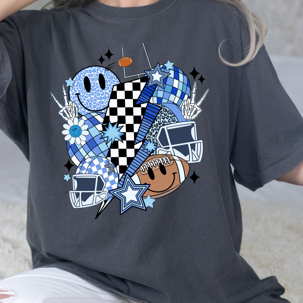 Football Vibes Light Blue DTF Print