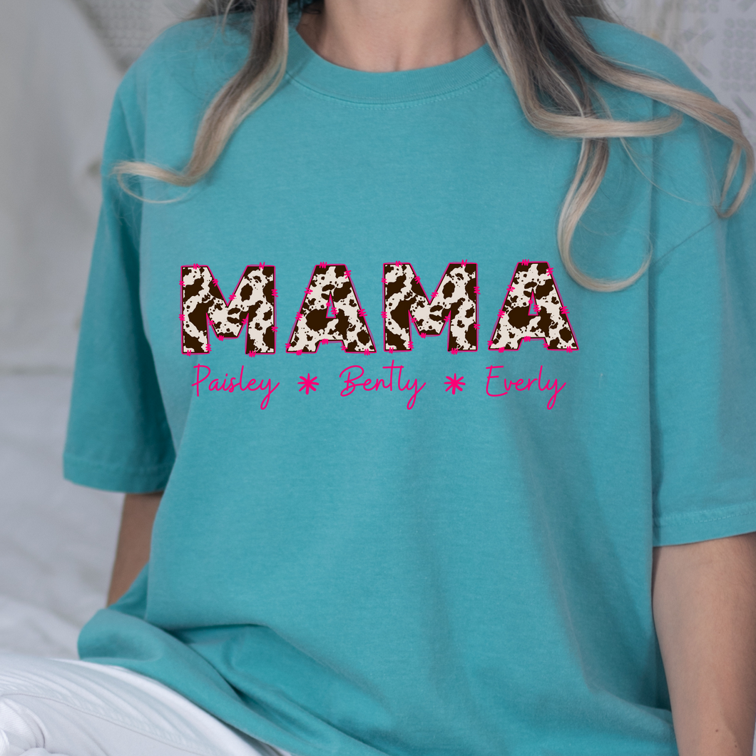 Pink Cow Print Mama Customizable DTF Print