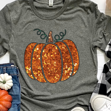 Orange Embroidered Pumpkin DTF Print