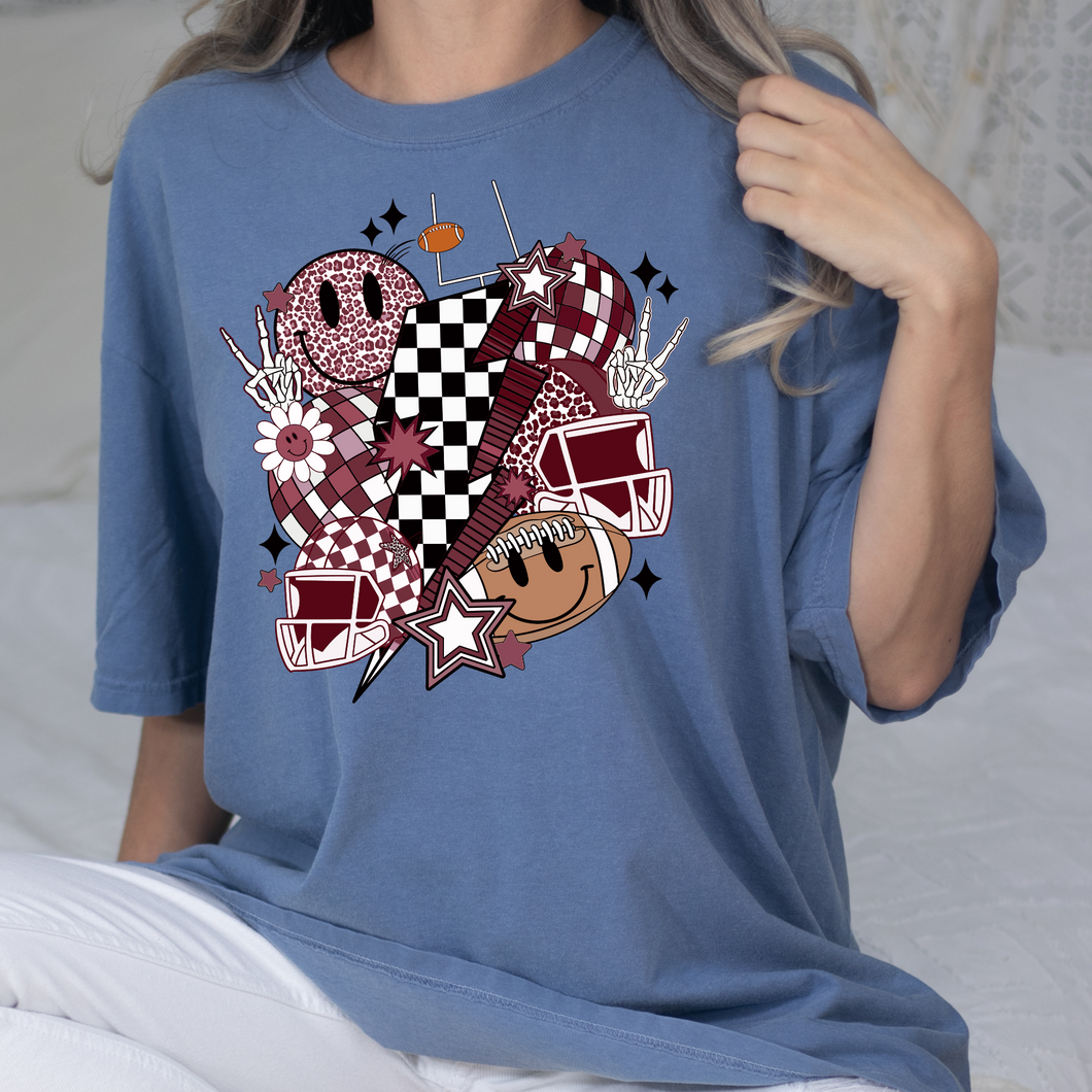 Football Vibes Burgundy DTF Print