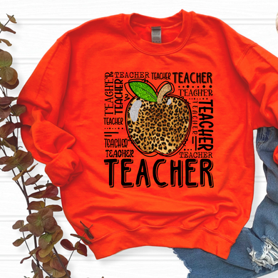 Leopard Apple Teacher DTF Print