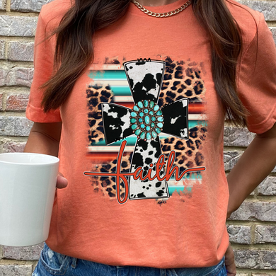 Faith Cow Print Cross DTF Print