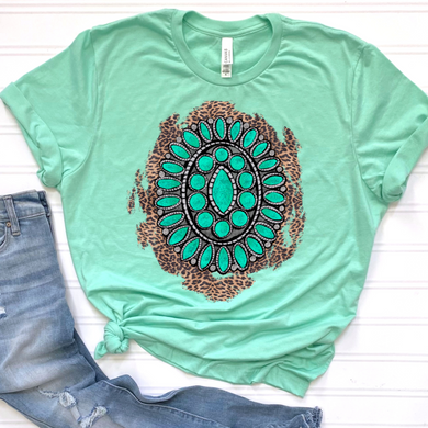 Leopard Turquoise Jewel DTF Print
