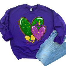 Load image into Gallery viewer, 3 Hearts Mardi Gras DTF Print