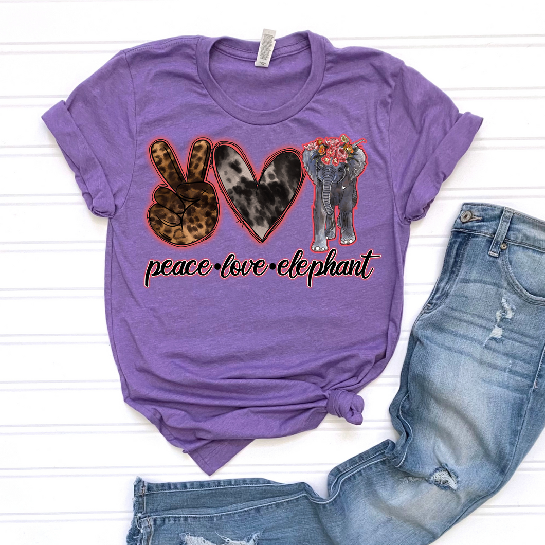 Peace Love Elephant DTF Print