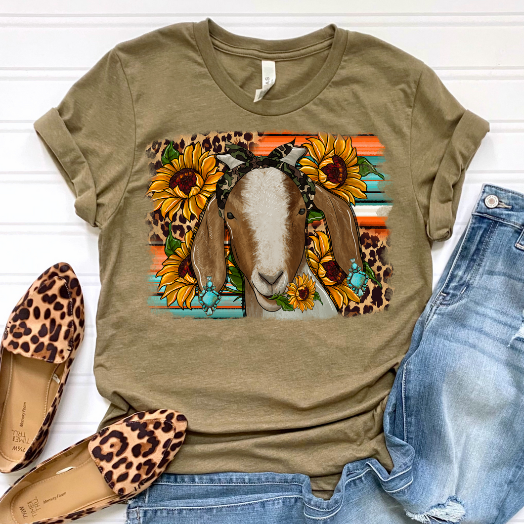 Goat Sunflower DTF Print