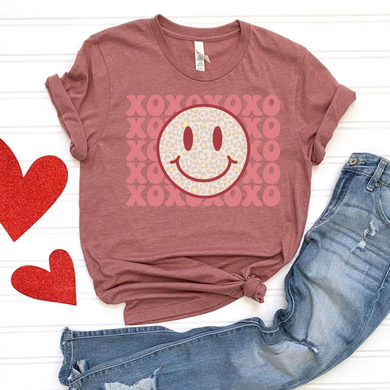 XOXO Leopard Smiley Face DTF Print