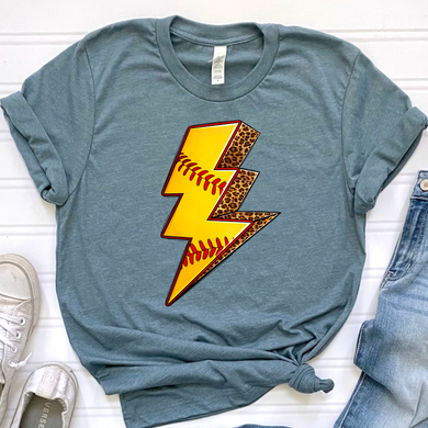 Softball Lightning Bolt DTF Print