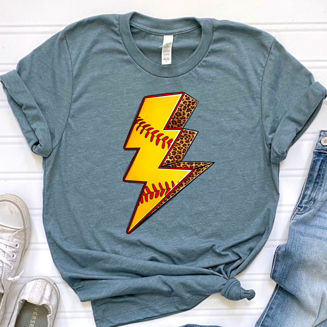 Softball Lightning Bolt DTF Print