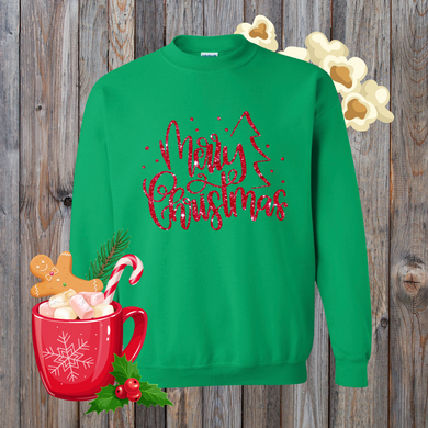 Red Glitter Merry Christmas DTF Print