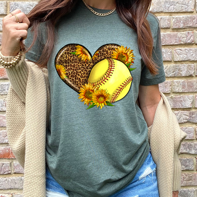 Softball Heart DTF Print