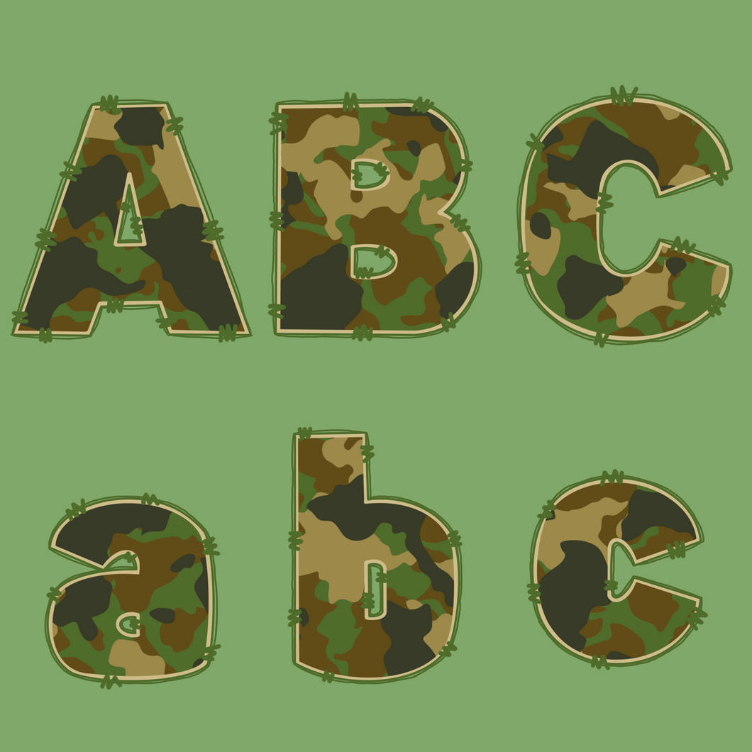 Camo Doodle Letter DTF Print