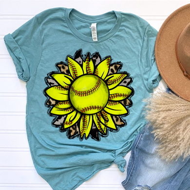 Softball Sunflower DTF Print