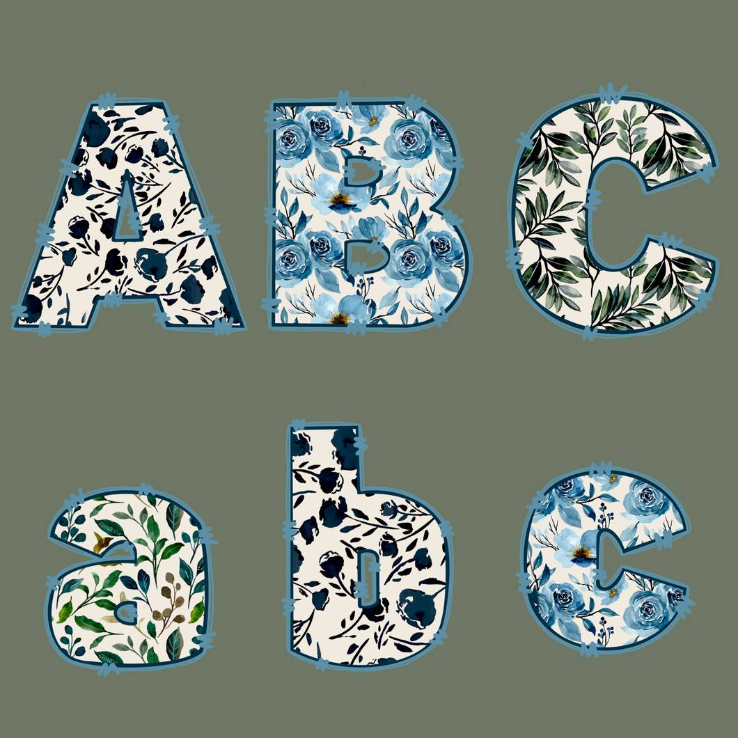 Flower Doodle Letter DTF Print