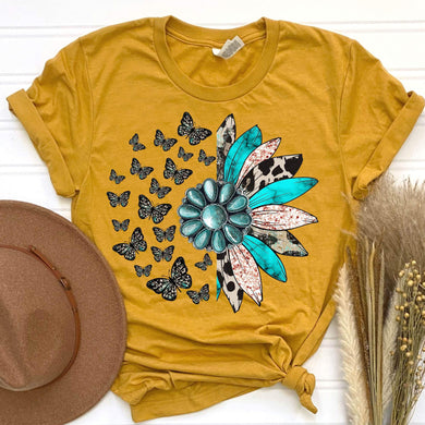 Sunflower and  Butterflies DTF Print