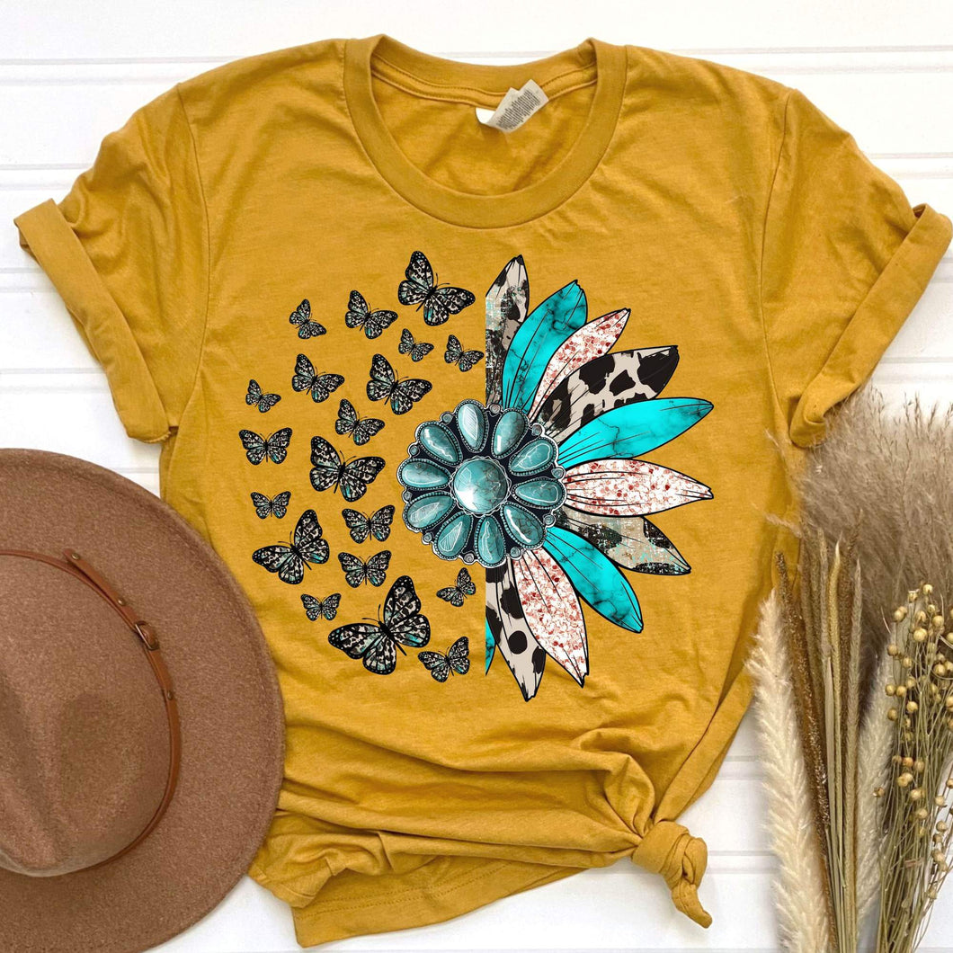 Sunflower and  Butterflies DTF Print